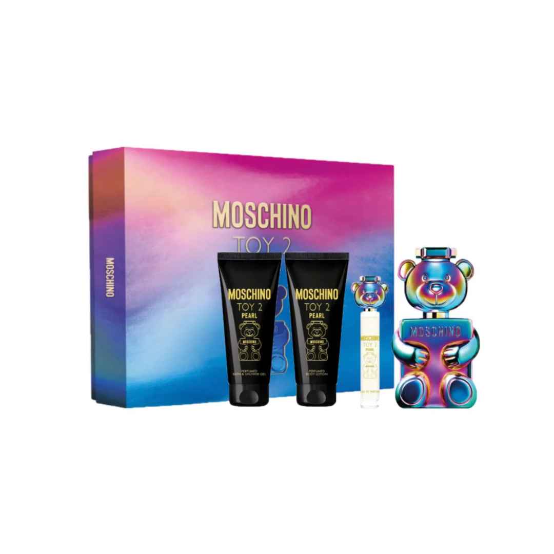 Set de Regalo Moschino Toy 2 Pearl 4 Piezas (100ml Eau de Parfum + Mini + Body Lotion + Gel) - 100% Original